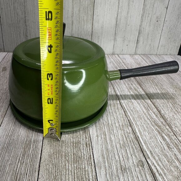 Vtg Green Pot Metal Retro 70's Style MCM Lid Plate Handle 4.5" DIA 3" Tall - Picture 6 of 9